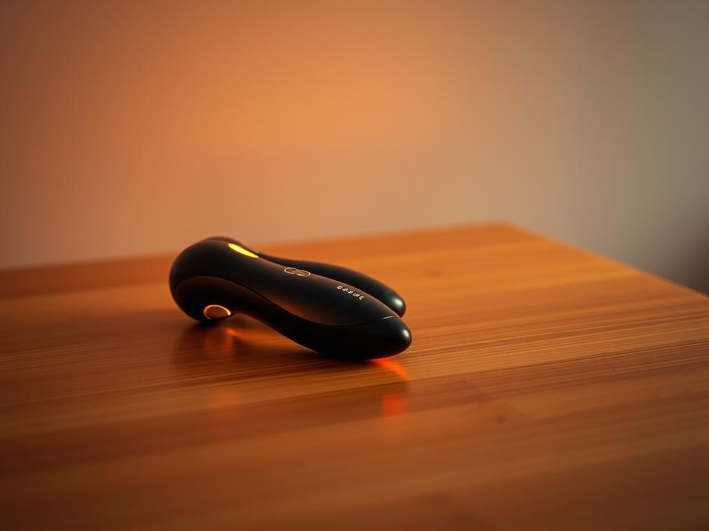 A pair of high-tech, sleek long-distance sex toys resting on a minimalist wooden table, bathed in warm, ambient lighting. The devices feature smooth, ergonomic designs and glowing accents, conveying a sense of discretion and sophisticated pleasure. In the background, a muted, neutral-toned wall provides a clean, uncluttered backdrop, allowing the toys to take center stage. The overall scene exudes a mood of intimacy, connection, and discreet sensuality, perfectly capturing the essence of "Tips for Using Long Distance Sex Toys".