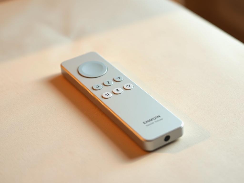 A sleek, modern remote control device with a minimalist design, resting on a soft, neutral-toned surface. The remote features clean lines, subtle textures, and a discreet, intuitive interface. Warm, indirect lighting casts a gentle glow, highlighting the device's elegant, sophisticated aesthetic. The composition emphasizes the remote's form and functionality, creating a sense of refined, understated sensuality that reflects the product's purpose.