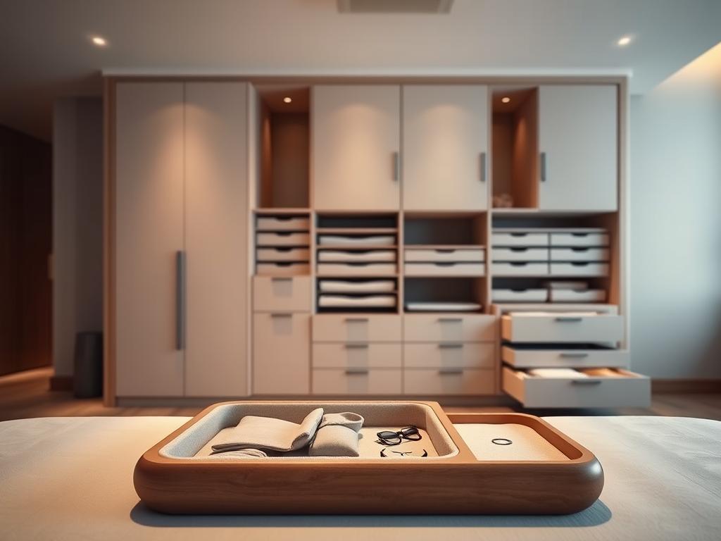 A sleek, modern storage unit designed to discretely house intimate items. The foreground features a minimalist wooden box with soft, rounded edges, its interior lined with plush fabric to gently cradle delicate objects. In the middle ground, an array of neatly organized compartments and drawers provide ample, customizable storage. The background is a serene, neutral palette, allowing the storage unit to blend seamlessly into any bedroom decor. Warm, diffused lighting from above casts a gentle glow, creating an atmosphere of comfort and privacy. The overall composition conveys a sense of thoughtful design, discreet functionality, and respect for the sensitive nature of the stored items.