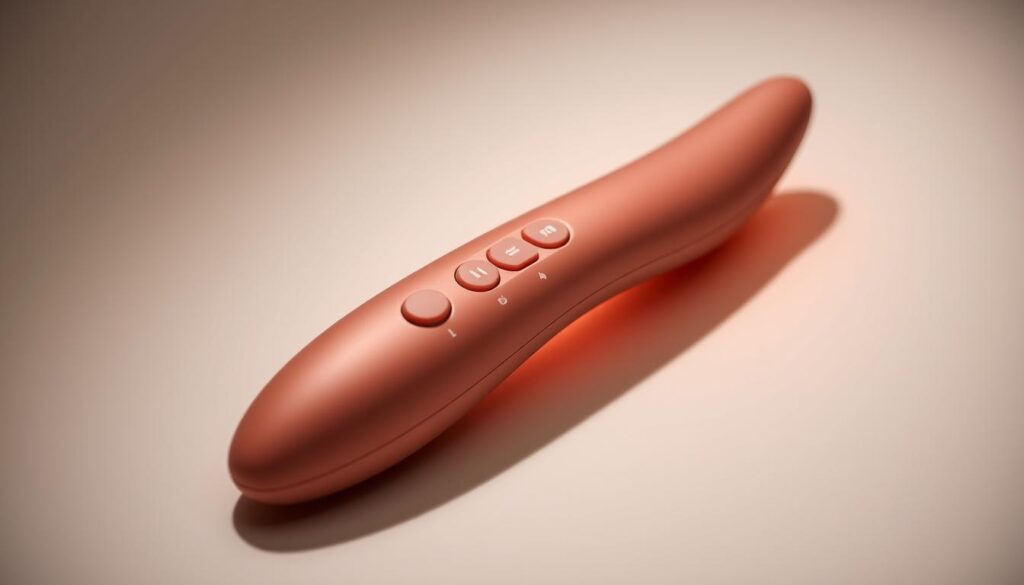A softly-lit, close-up shot of the Lovehoney Dream Wand, showcasing its ergonomic design and intuitive controls. The wand's sleek, curved body rests gently in the frame, its satin-smooth texture inviting touch. Subtle, indirect lighting casts a warm, flattering glow, accentuating the wand's streamlined silhouette and matte finish. The image conveys a sense of accessibility and ease of use, perfectly suited for new users exploring the world of intimate massage and stimulation. The minimalist background allows the wand to take center stage, highlighting its versatility and user-friendly appeal.