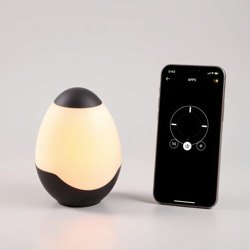 App-controlled egg vibrator shown with smartphone app interface App-controlled egg vibrator shown with smartphone app interface