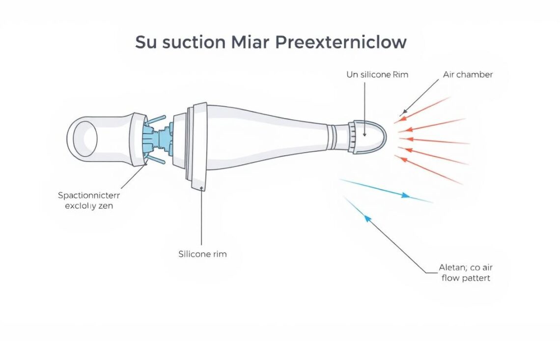 Diagram showing how suction vibrator technology works with air pulse waves