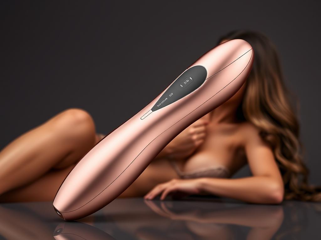 Generate an image of a luxurious, high-end remote-controlled vibrator with a sleek design and advanced features.