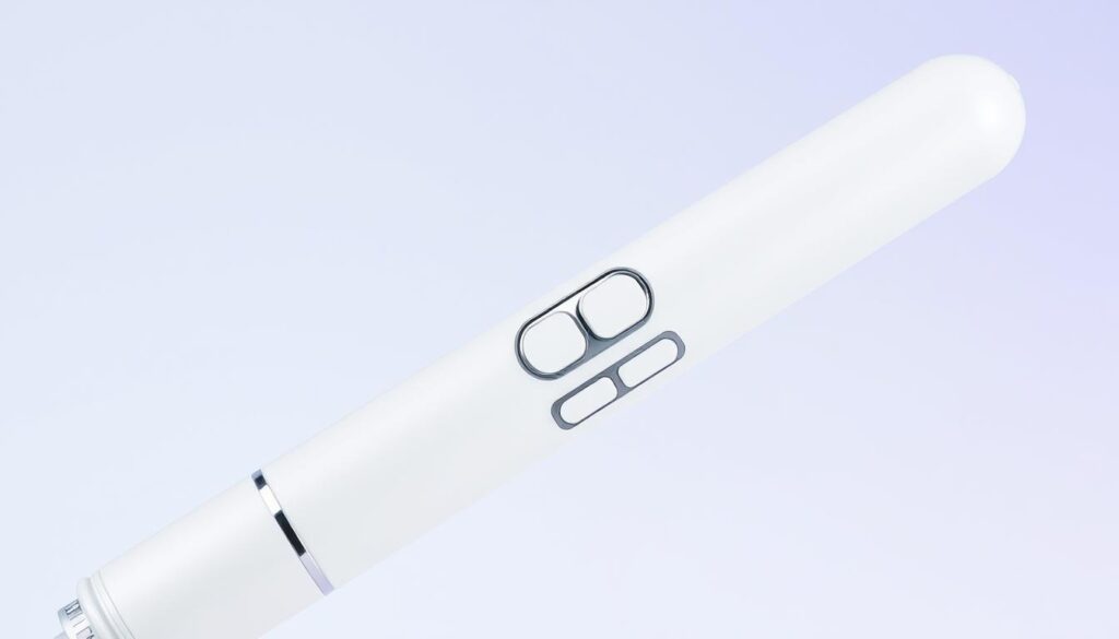 Generate an image of a vibrating wand with multiple speed settings.