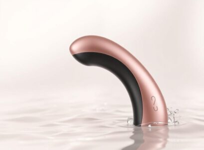 Generate an image of a waterproof app-controlled vibrator