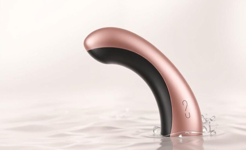 Generate an image of a waterproof app-controlled vibrator