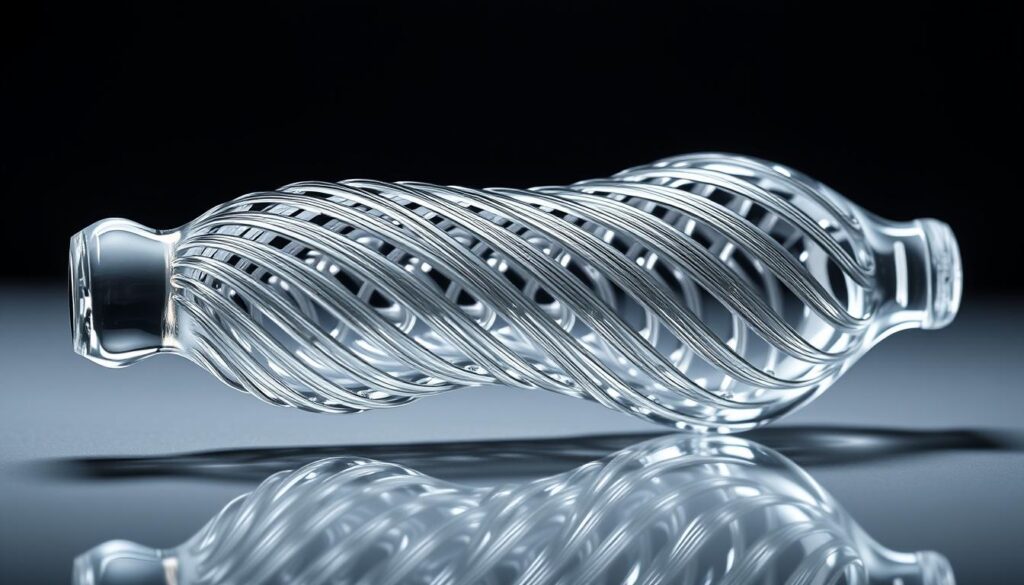 Generate an image of the Ann Summers5" Glass Rippled Dildo.