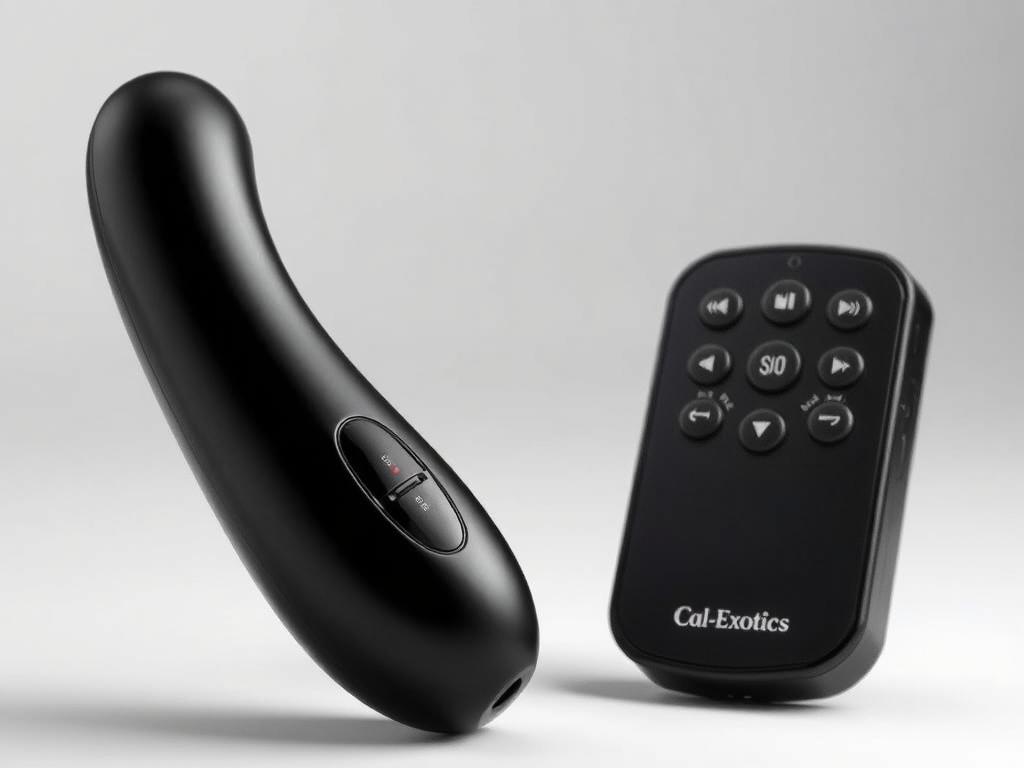 Generate an image of the CalExotics Lock-N-Play remote vibrator with its wireless remote control.