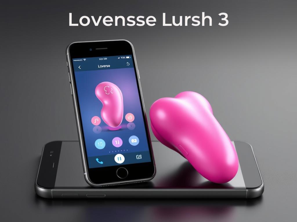 Generate an image of the Lovense Lush3 toy with its accompanying app on a smartphone.