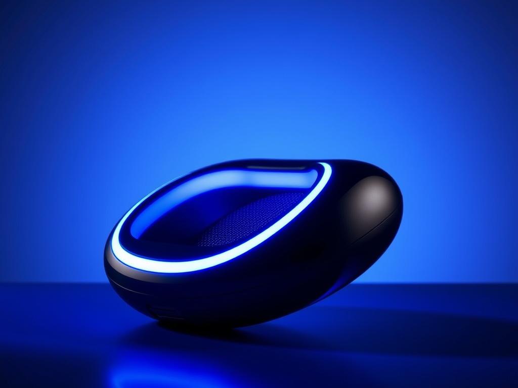 Generate an image of the OhMiBod Esca2 product with a sleek, modern design, emphasizing its hands-free feature.