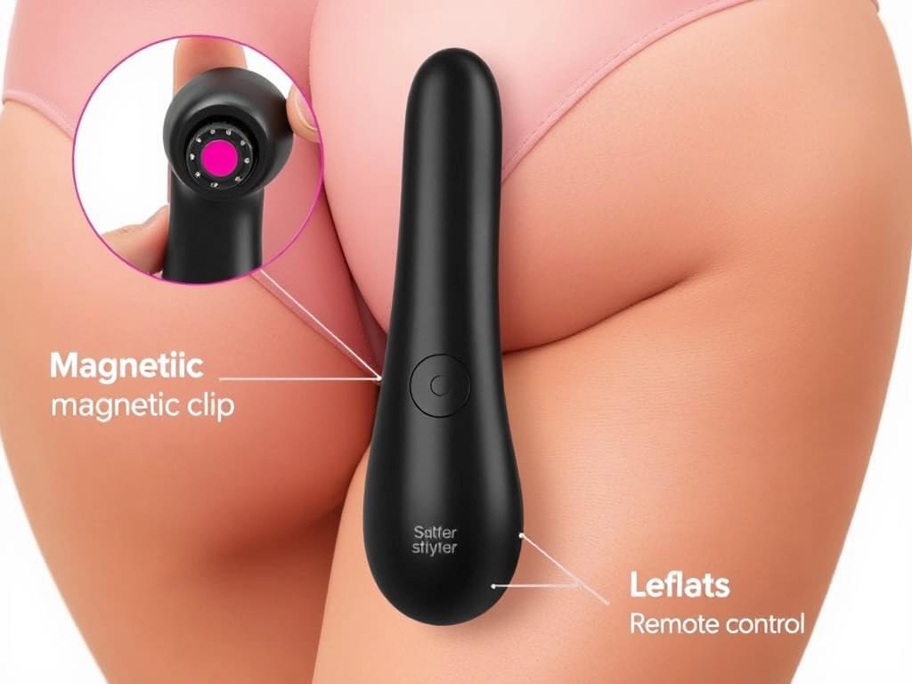 Generate an image of the Satisfyer Little Secret panty vibrator with its magnetic clip and remote functionality.