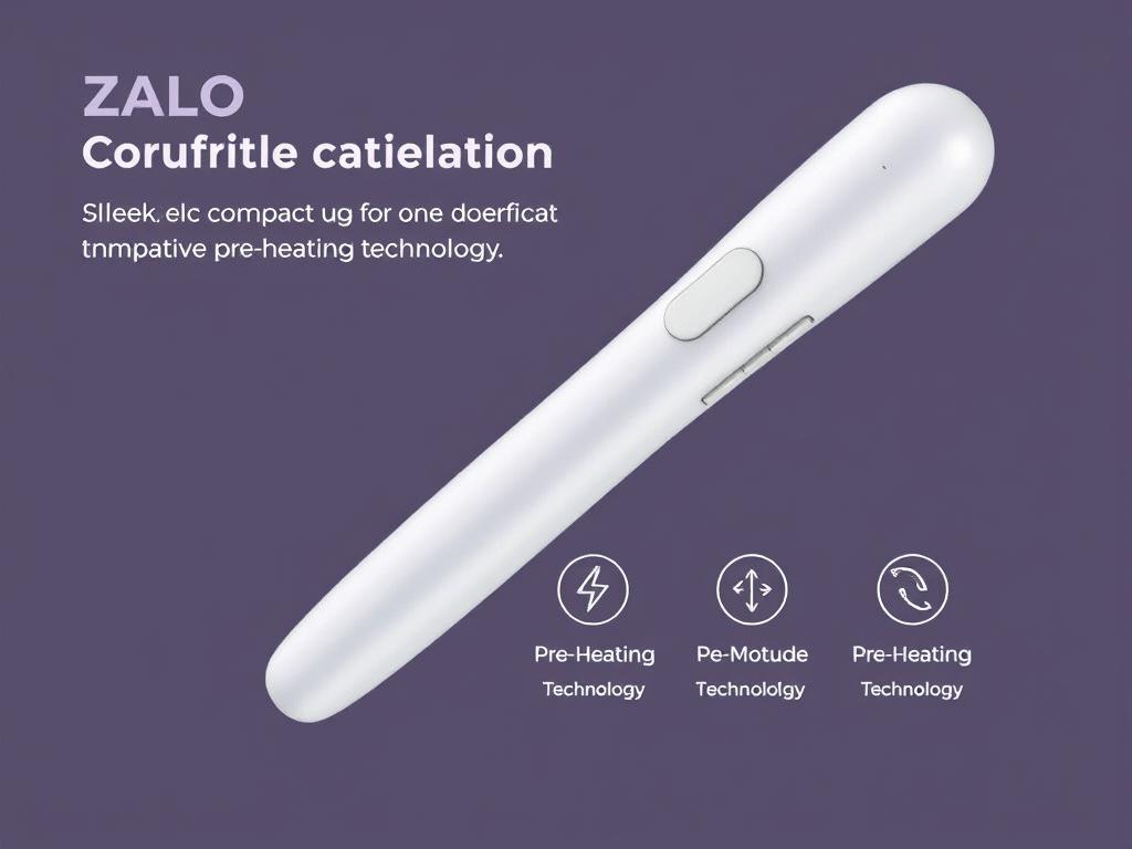 Generate an image of the ZALO Ava Smart Wand Massager, highlighting its compact design and pre-heating technology.