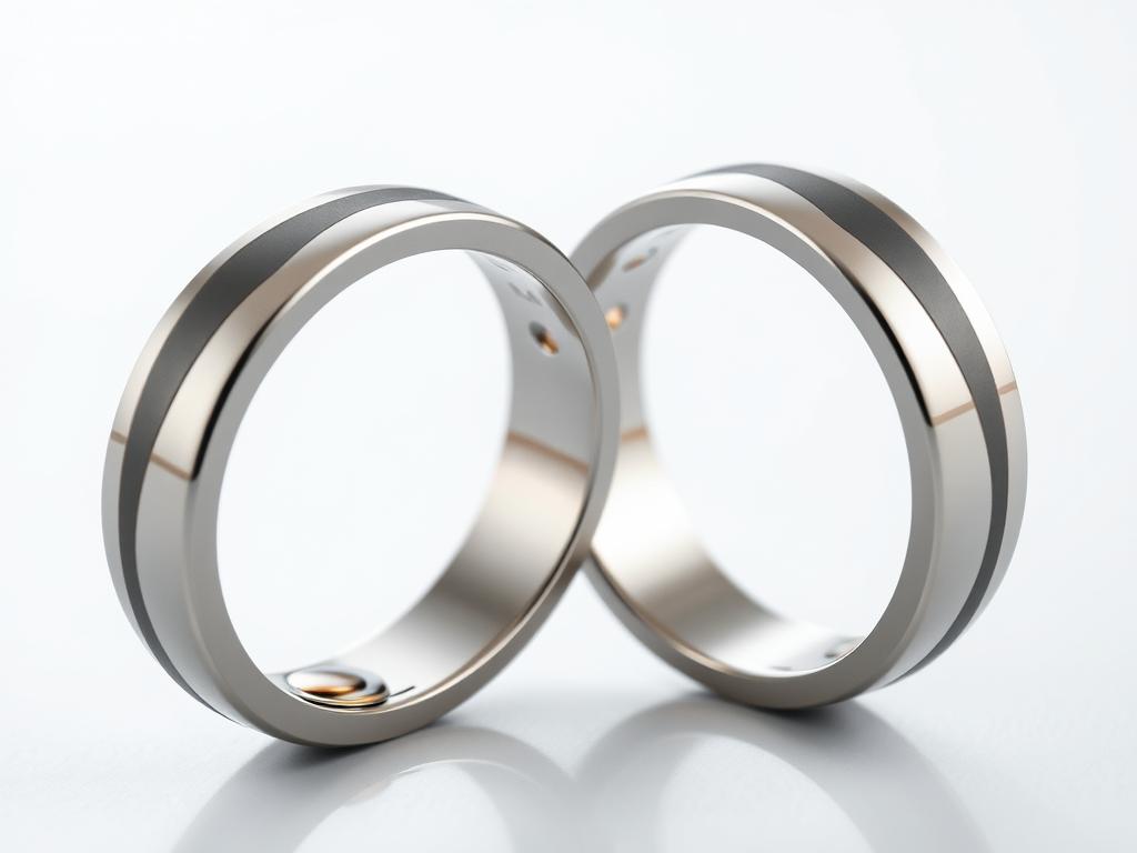 Generate an image of the ZALO Bayek Vibrating Couples Ring, highlighting its extending arm and dual ring design.