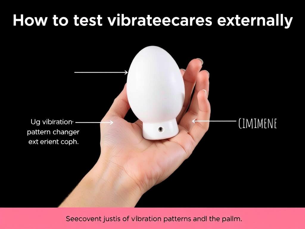 Hand holding an egg vibrator demonstrating external testing Hand holding an egg vibrator demonstrating external testing