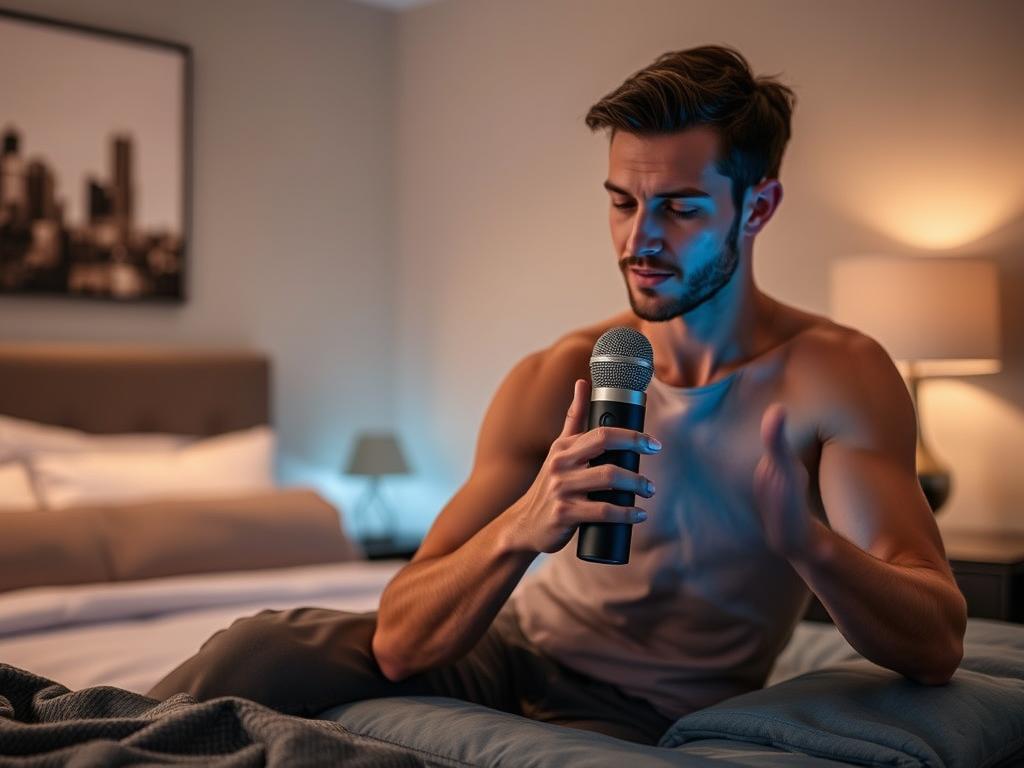Image of a person using a voice-activated sex toy