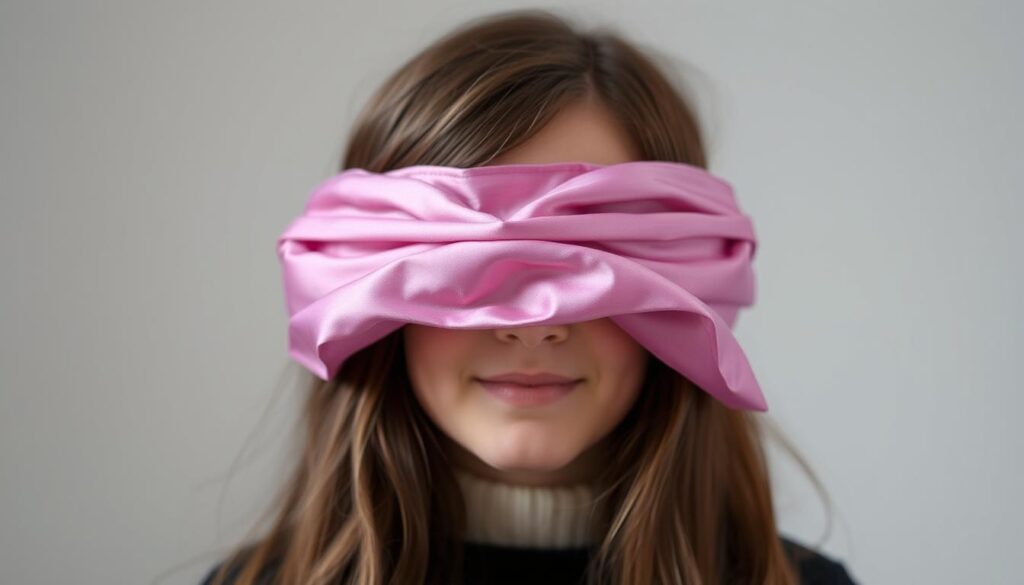 Image of a silk blindfold for sensation play
