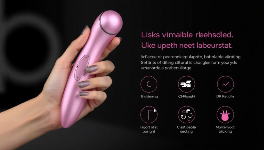Image of a sleek, handheld vibrating clitoral stimulator with multiple settings