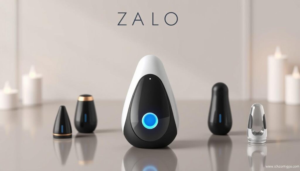 Image of the ZALO Aya Wearable Vibrator with its different attachments