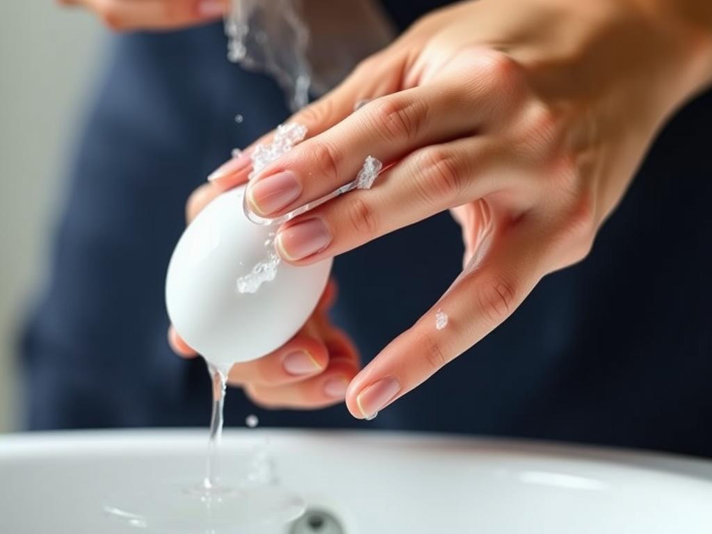 Proper cleaning of an egg vibrator with soap and water Proper cleaning of an egg vibrator with soap and water