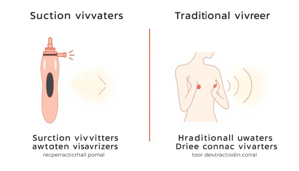 Side-by-side comparison of suction vibrator and traditional vibrator technology Side-by-side comparison of suction vibrator and traditional vibrator technology
