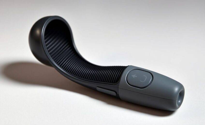 Vibrating shaft wrap stroker sex toy with ribbed interior texture
