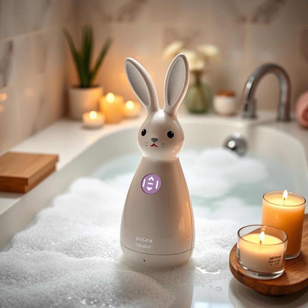 plusOne Rabbit Vibrator in bathroom setting plusOne Rabbit Vibrator in bathroom setting