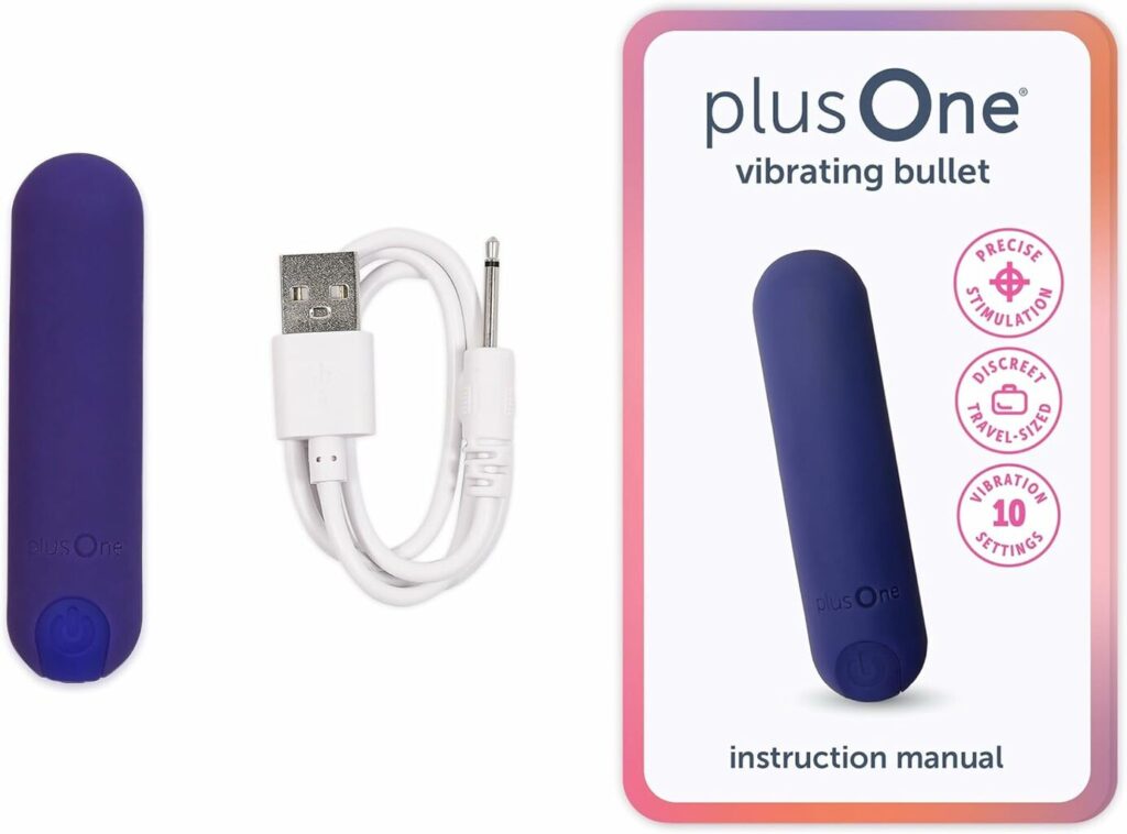 plusOne Vibrator complete package contents including charger and instructions plusOne Vibrator complete package contents including charger and instructions