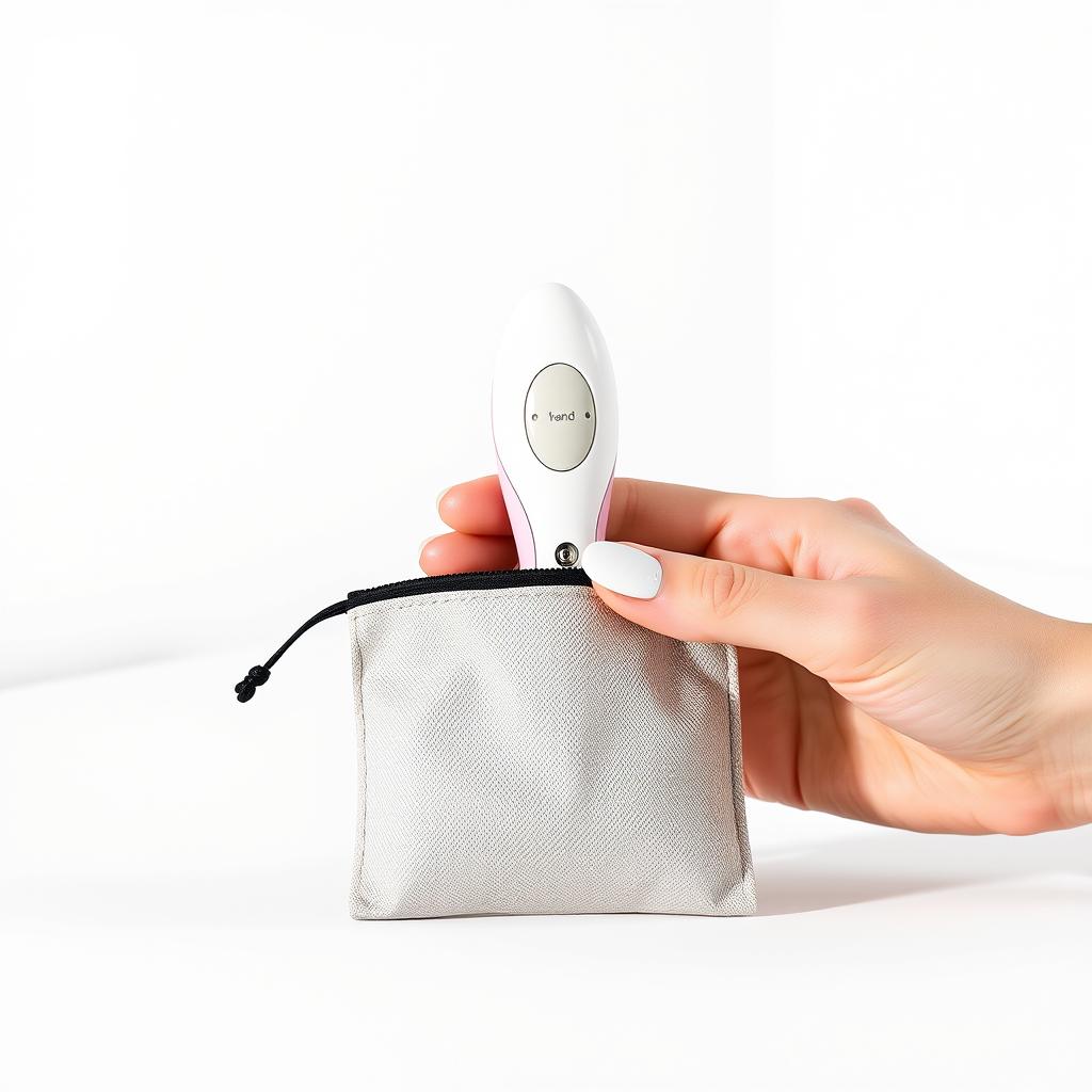 plusOne Wand Vibrator being stored in its fabric storage pouch plusOne Wand Vibrator being stored in its fabric storage pouch