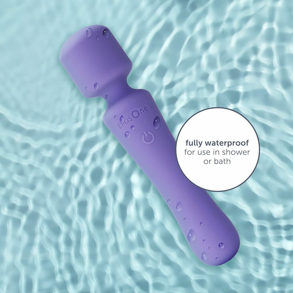 plusOne Wand Vibrator showing its waterproof design plusOne Wand Vibrator showing its waterproof design