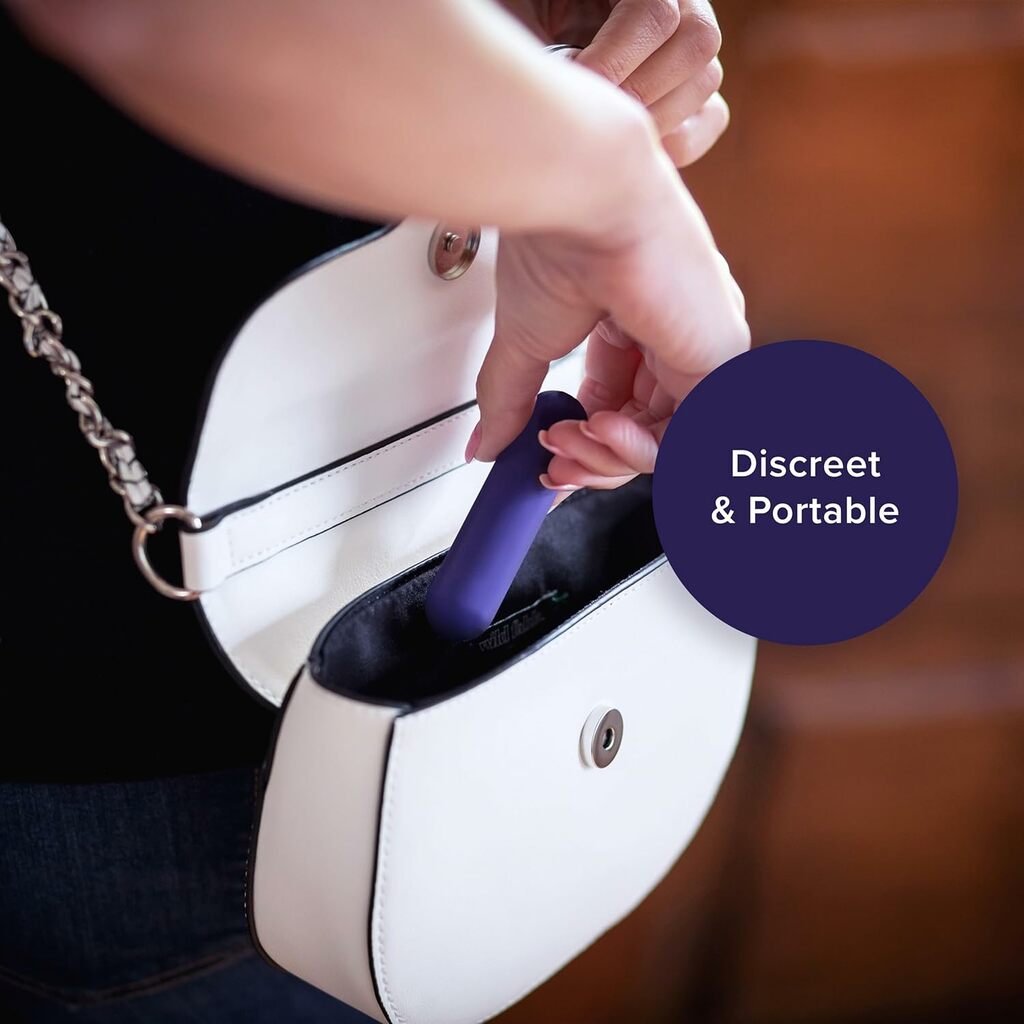 plusone bullet vibrator being put in purse to show its discreet size plusone bullet vibrator being put in purse to show its discreet size